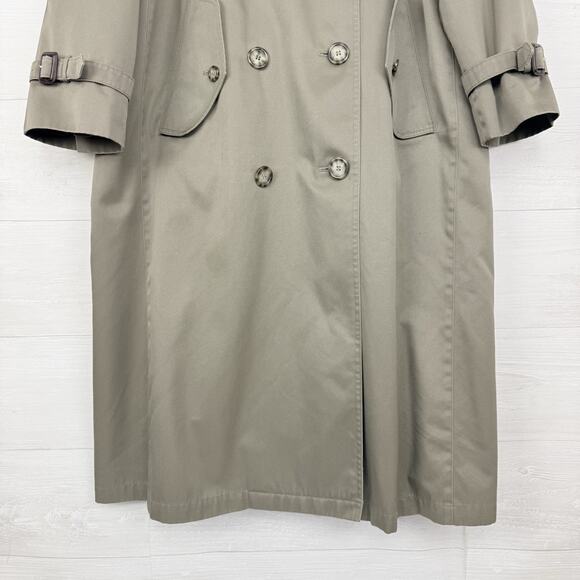 Vtg Chaps Ralph Lauren Men Size 40R Double Breasted Trench Coat Wool Lined Khaki - Picture 4 of 16